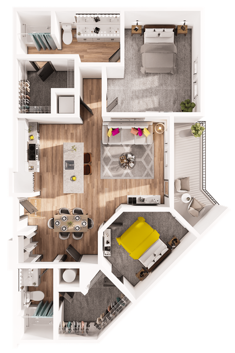 a floor plan of a house with a bedroom and a living room